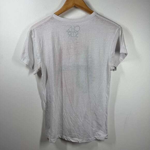 Chaser T-Shirt Women S White Rainbow Dripping Lip Graphic Crew Neck Spring Top - Picture 2 of 7